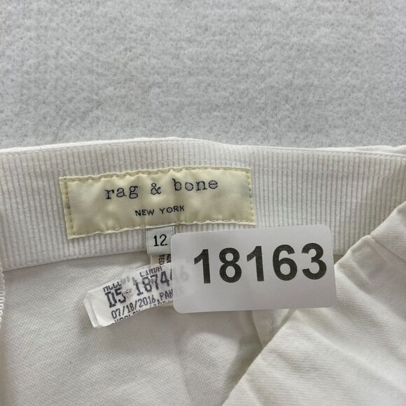 Rag & Bone Ankle Pants Women's 12 White Stretch Fabric Slim Leg Zip Up Waistband - Picture 5 of 14